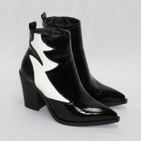 Jeeini of Paris Shoes - Jeeini of Paris Black Faux Leather Ankles Boots